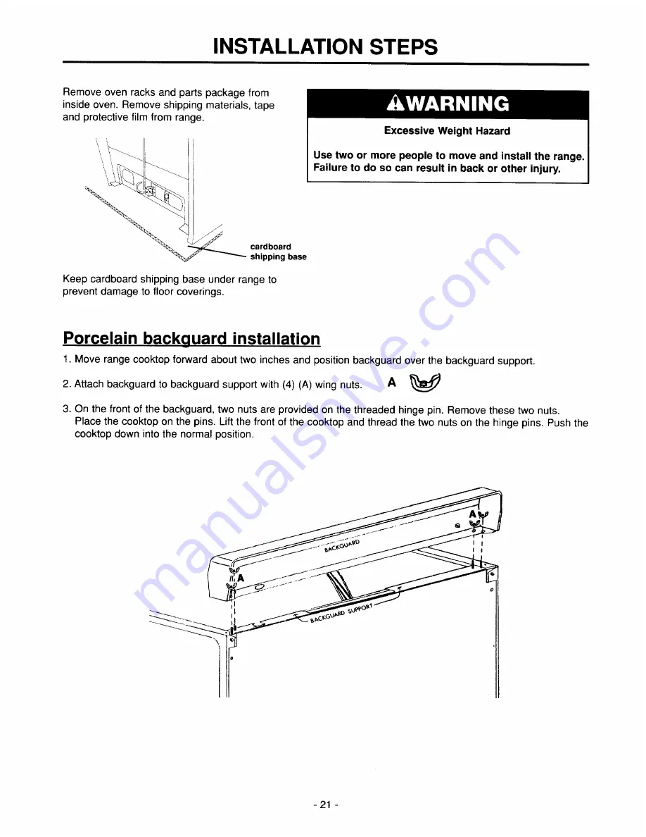 Whirlpool RF3010XE Use And Care Manual And Installation Instructions Download Page 22