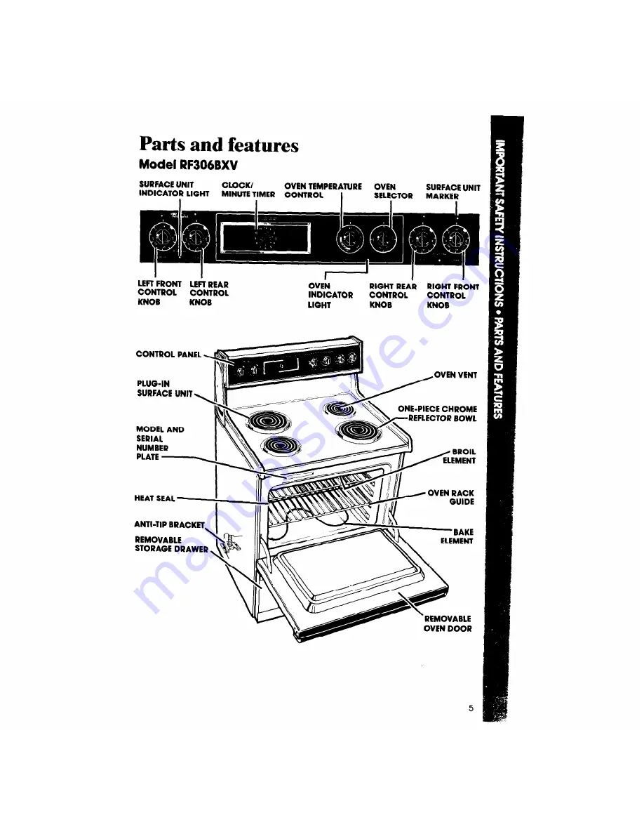 Whirlpool RF306BXV Use & Care Manual Download Page 5