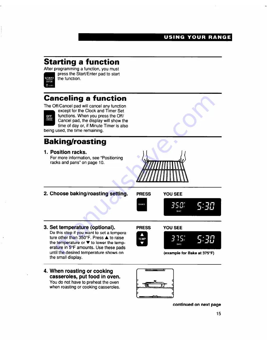 Whirlpool RF315PXD Use And Care Manual Download Page 15