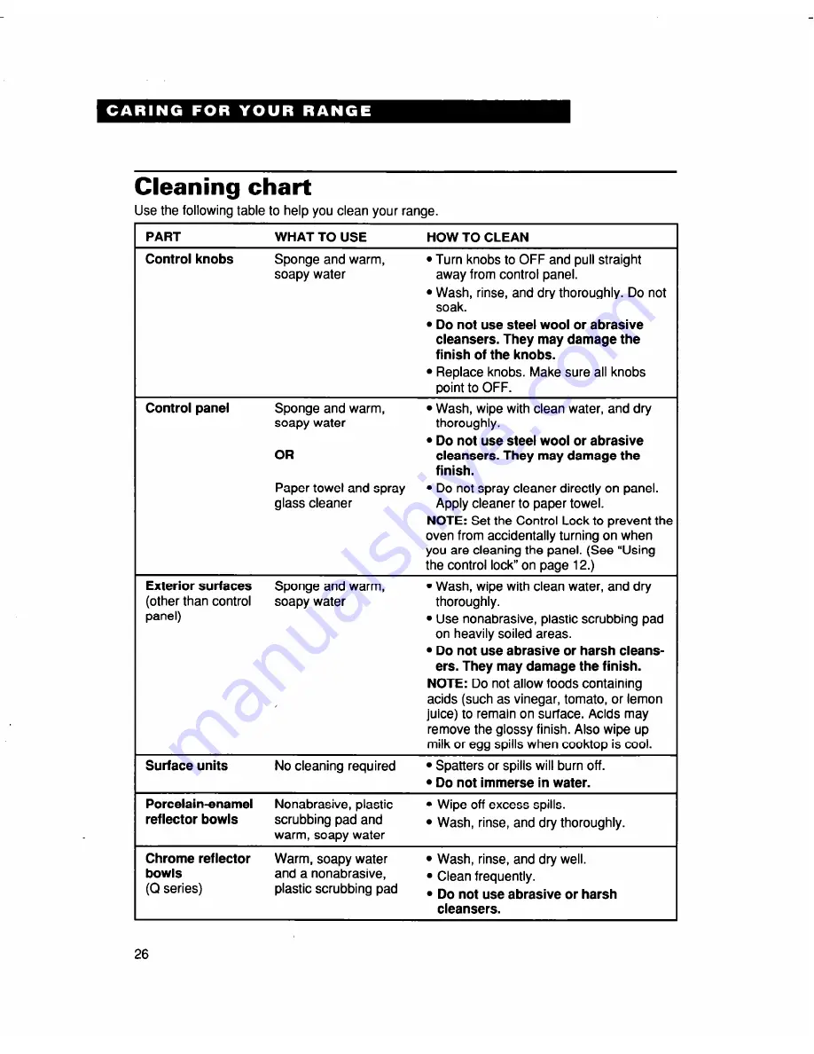 Whirlpool RF315PXD Use And Care Manual Download Page 26