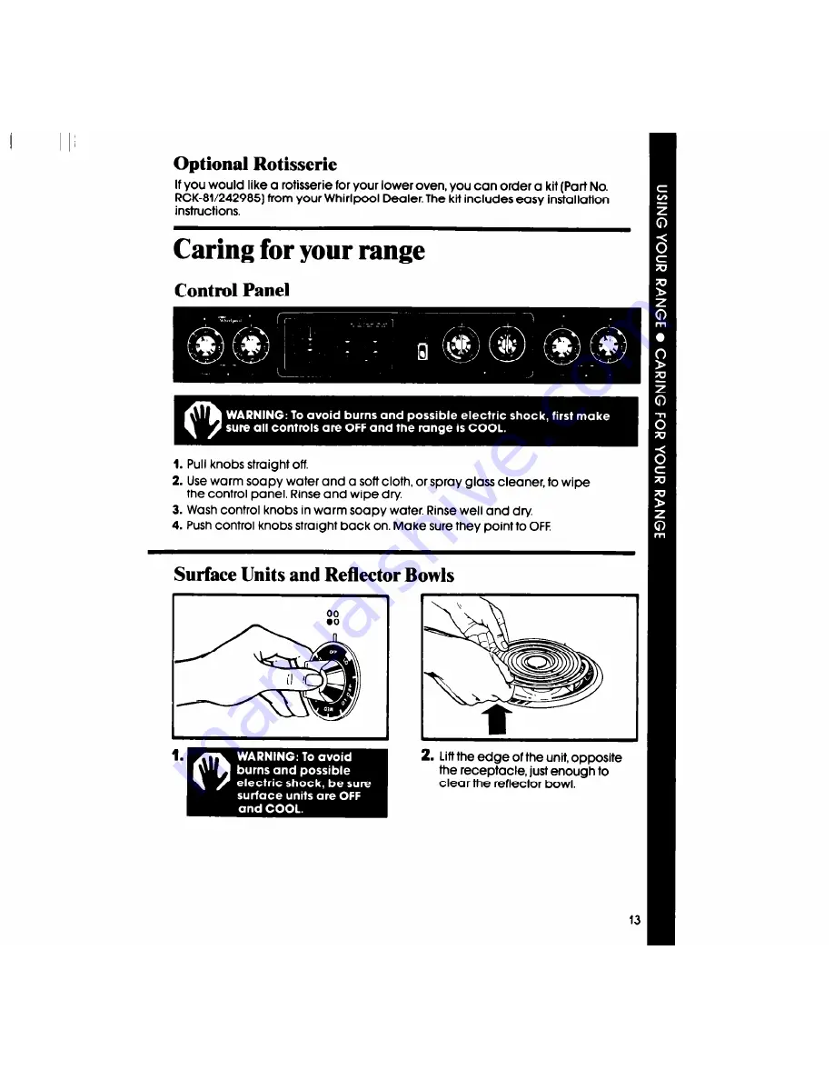 Whirlpool RF3165XP Use & Care Manual Download Page 13