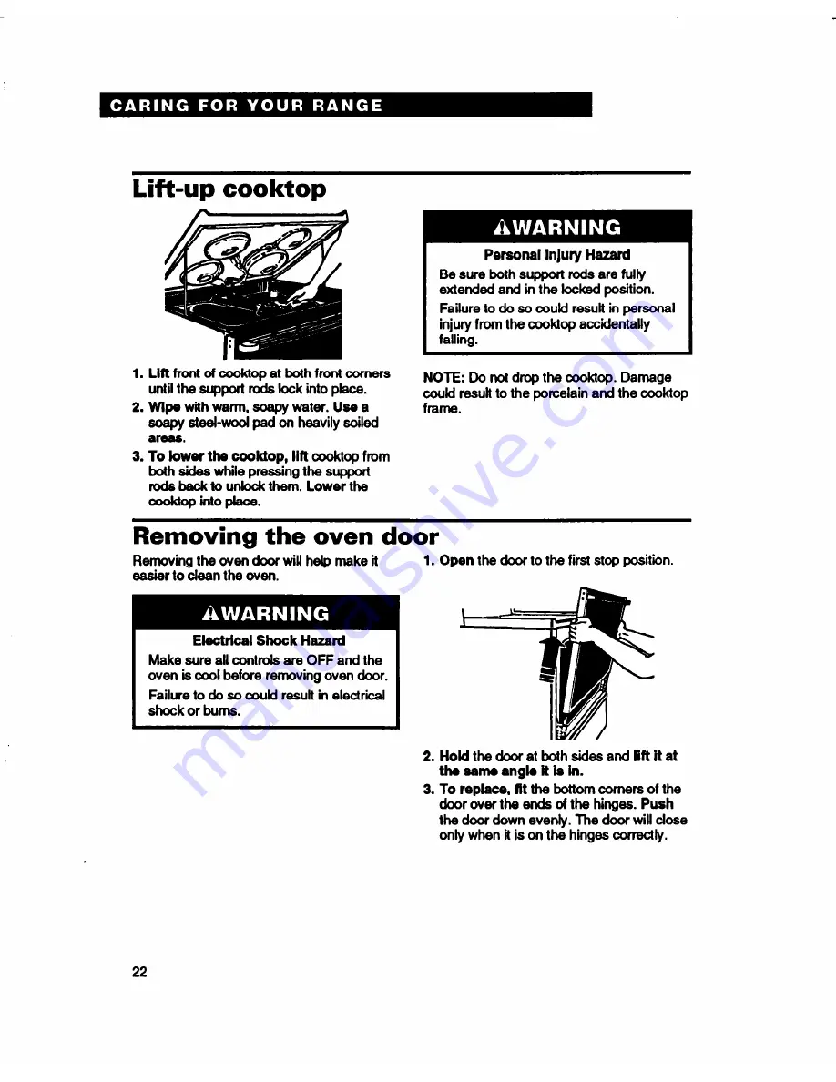 Whirlpool RF330PXD Use And Care Manual Download Page 22