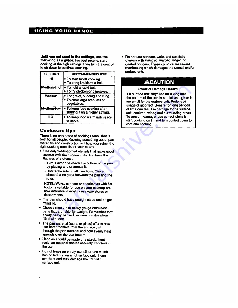 Whirlpool RF330PXY Use And Care Manual Download Page 8