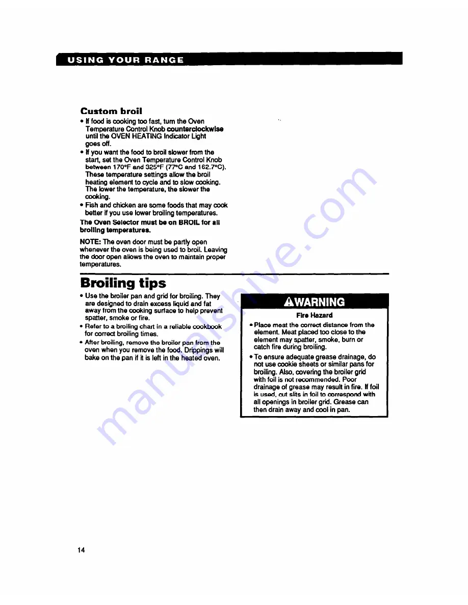 Whirlpool RF330PXY Use And Care Manual Download Page 14