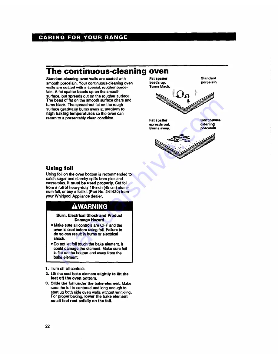 Whirlpool RF330PXY Use And Care Manual Download Page 22