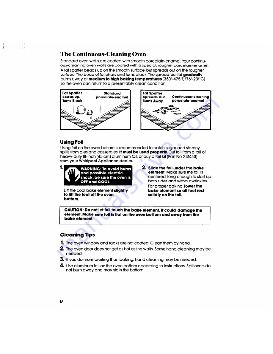 Whirlpool RF3365XP Use & Care Manual Download Page 16