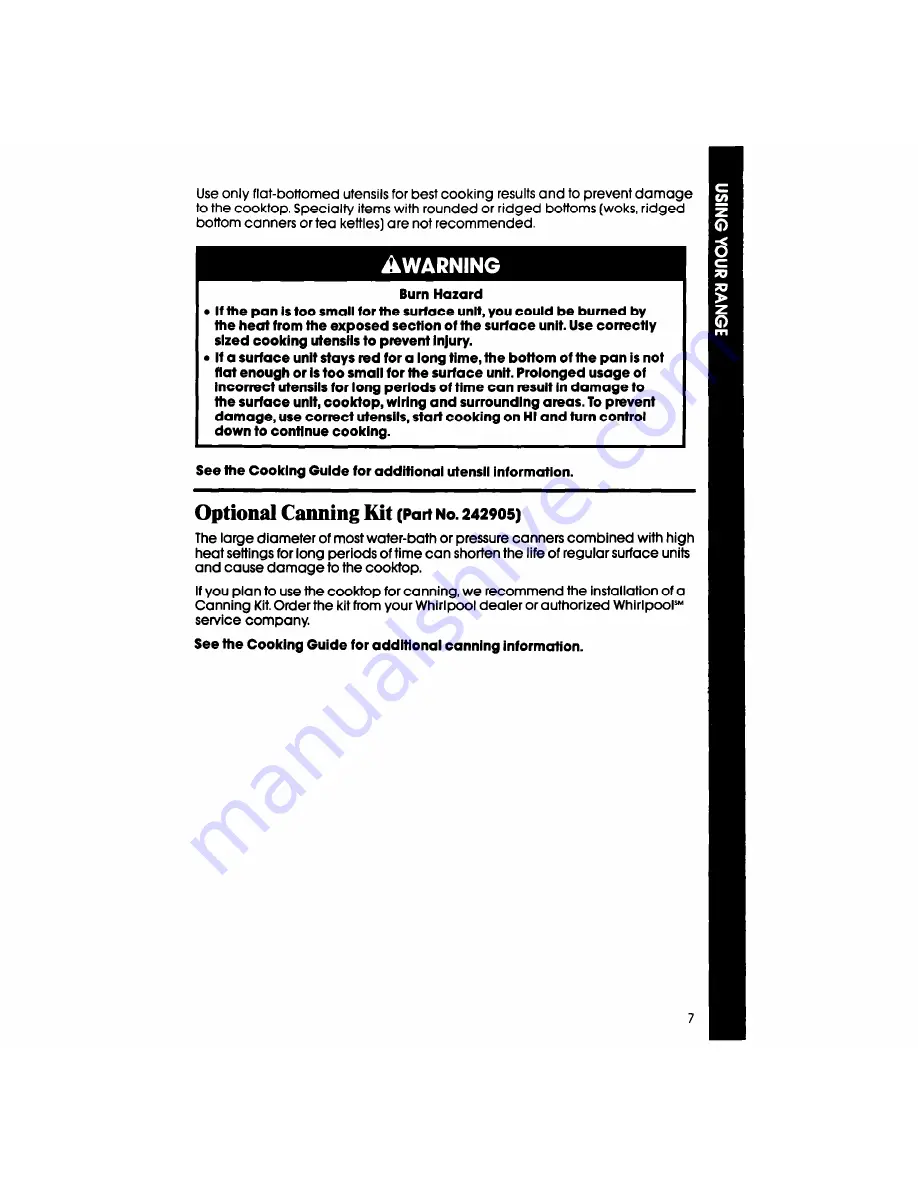 Whirlpool RF3365XW Use And Care Manual Download Page 7