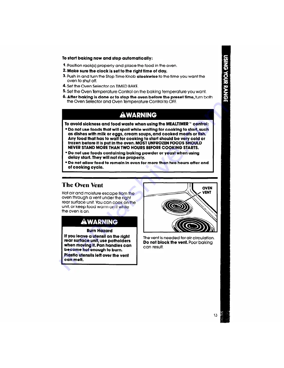 Whirlpool RF3365XW Use And Care Manual Download Page 13