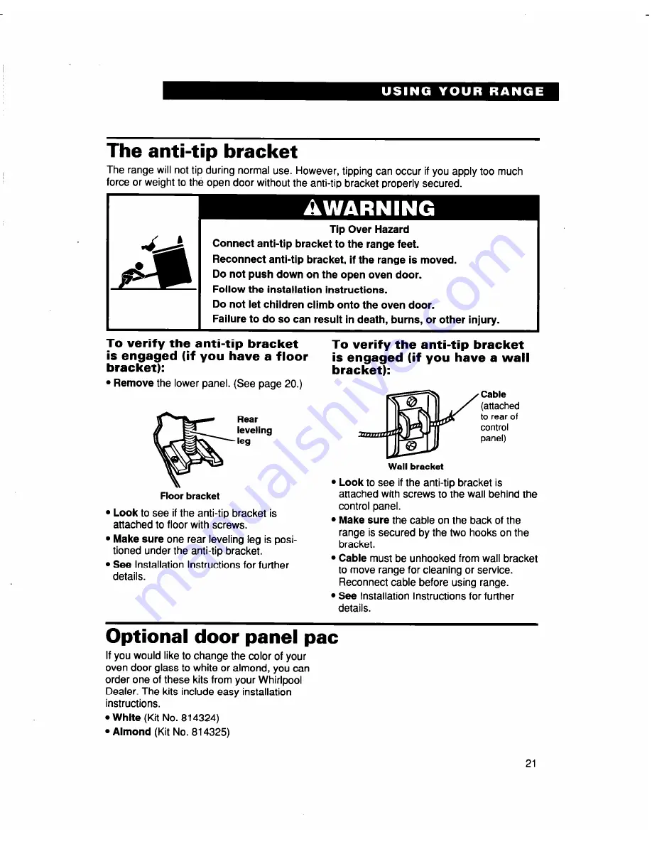 Whirlpool RF354BXD Use And Care Manual Download Page 21