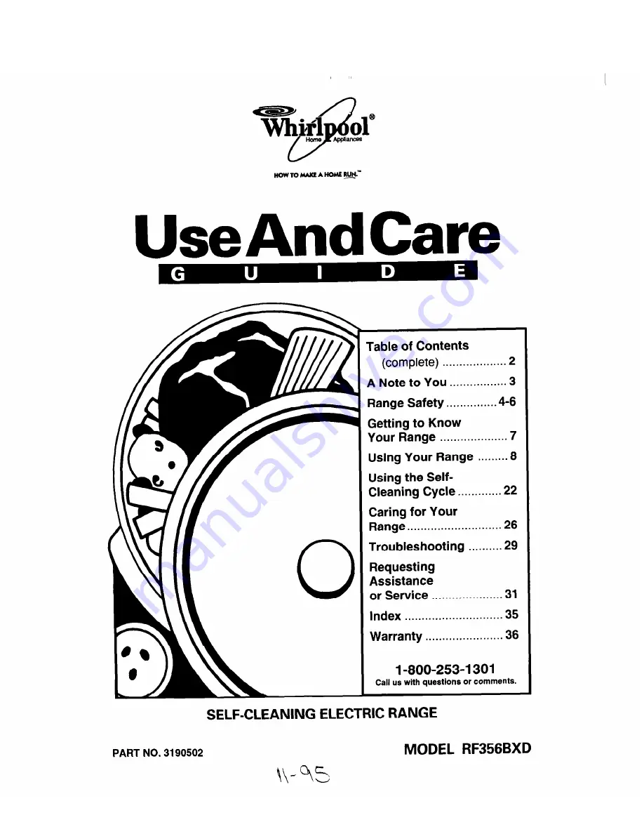 Whirlpool RF356BXD Use And Care Manual Download Page 1