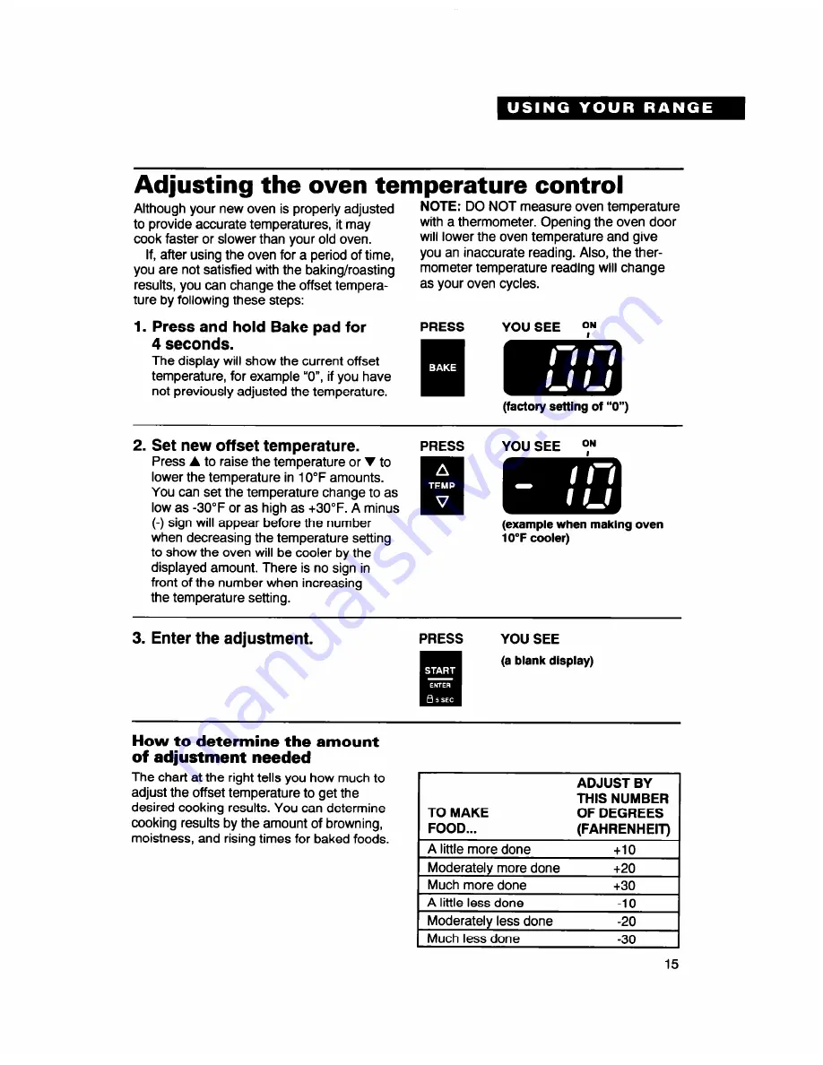 Whirlpool RF361 BXD Use And Care Manual Download Page 15