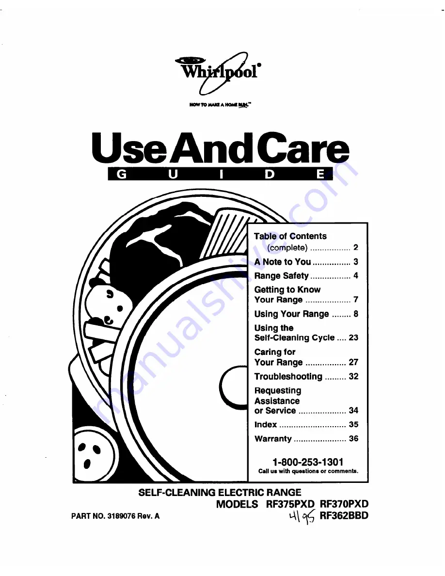 Whirlpool RF362BBD Use And Care Manual Download Page 1