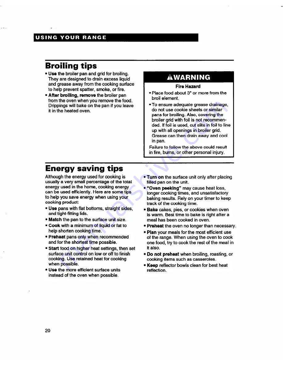 Whirlpool RF362BBD Use And Care Manual Download Page 20