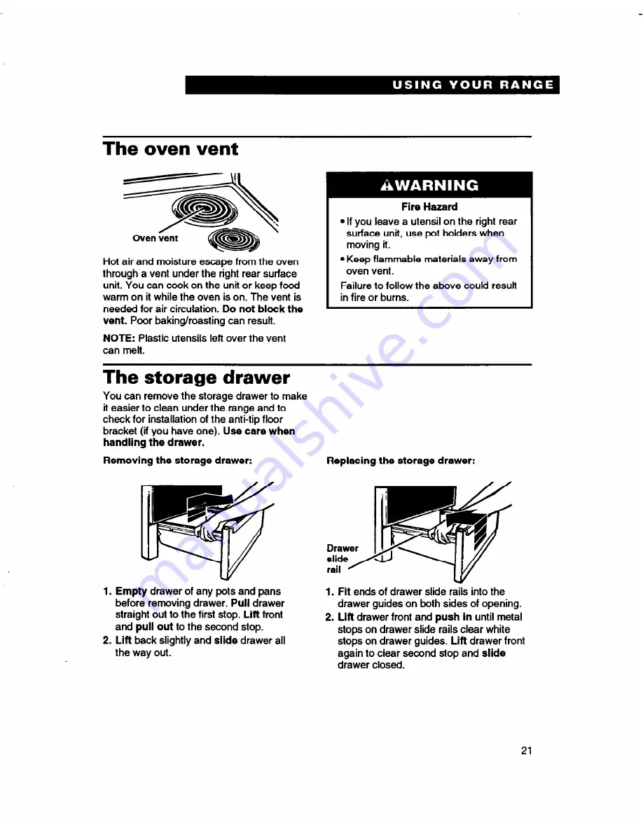 Whirlpool RF362BBD Use And Care Manual Download Page 21