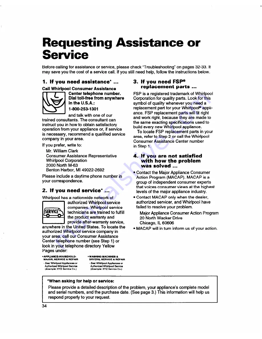 Whirlpool RF362BBD Use And Care Manual Download Page 34