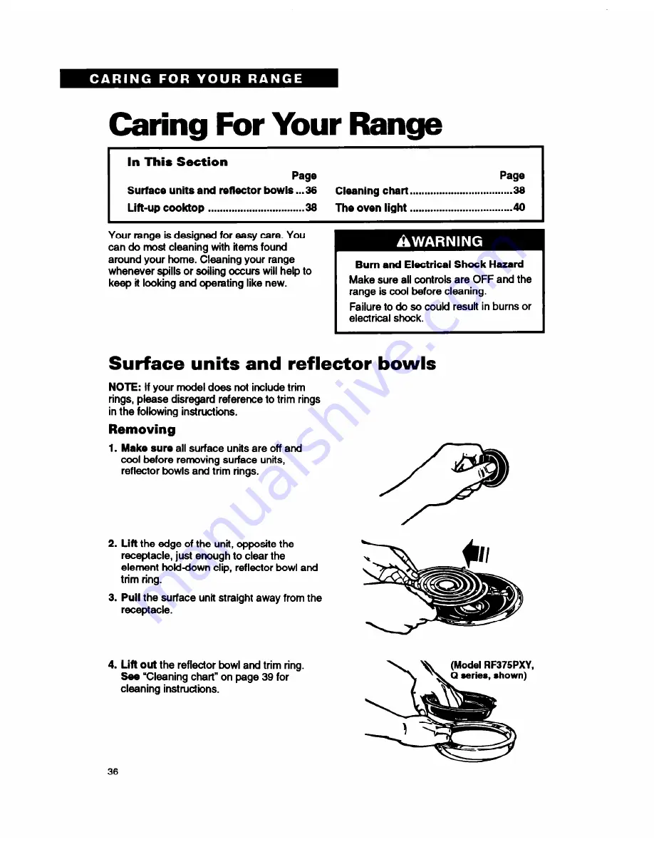 Whirlpool RF362BXB Use And Care Manual Download Page 36