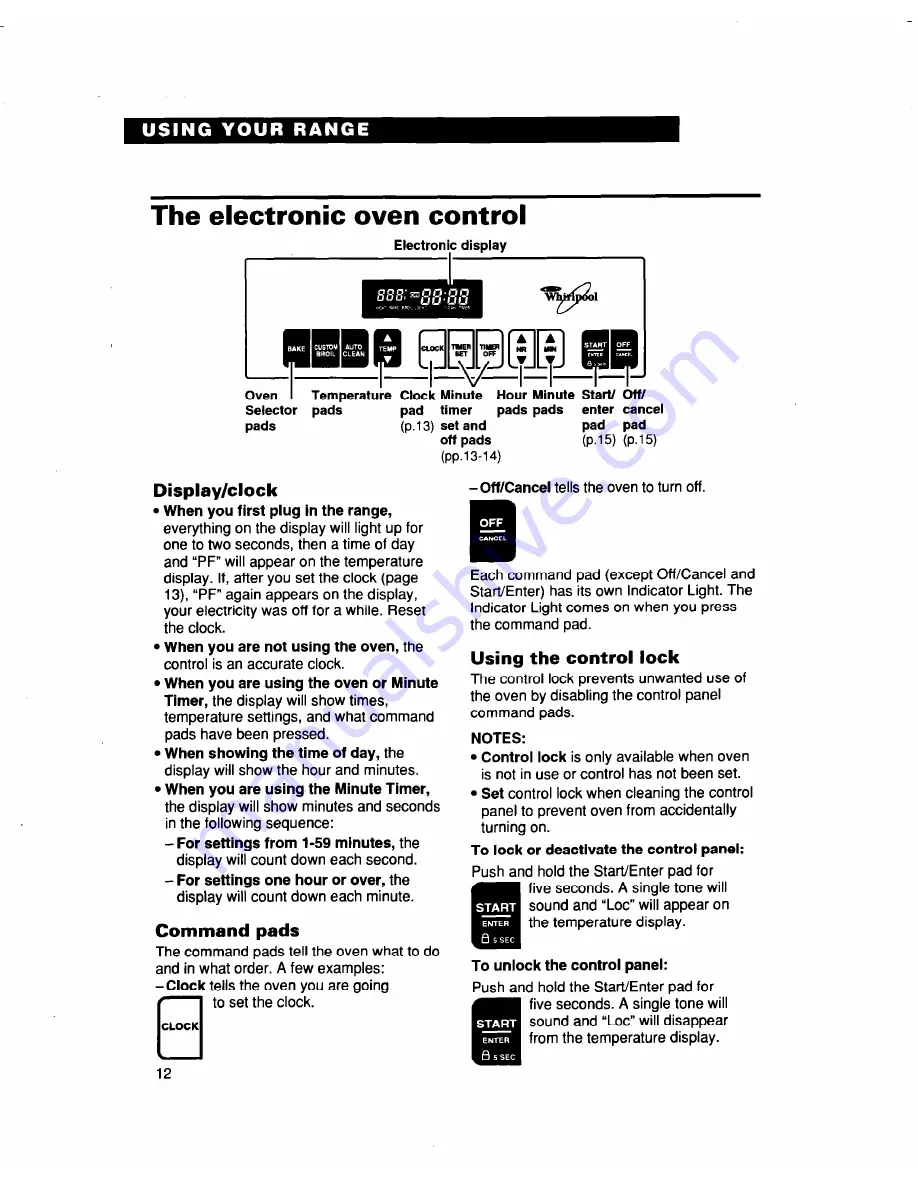 Whirlpool RF364BBD Use And Care Manual Download Page 12