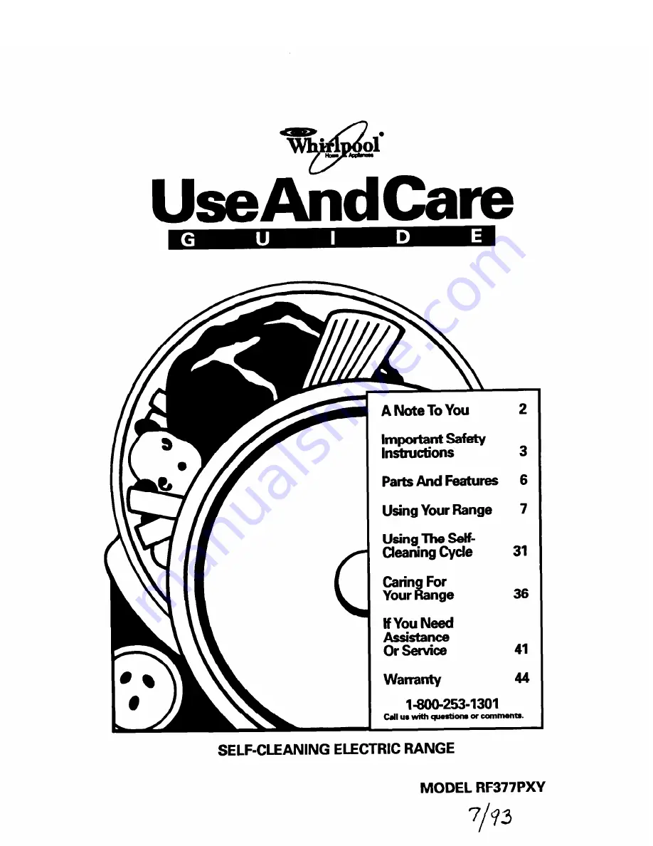 Whirlpool RF377PXY Use And Care Manual Download Page 1