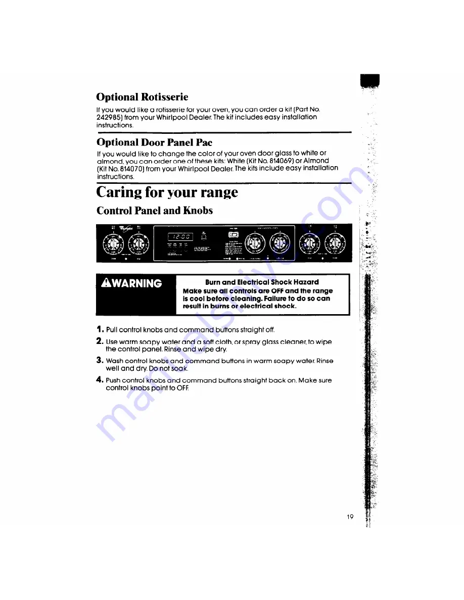 Whirlpool RF385PCW Use & Care Manual Download Page 19