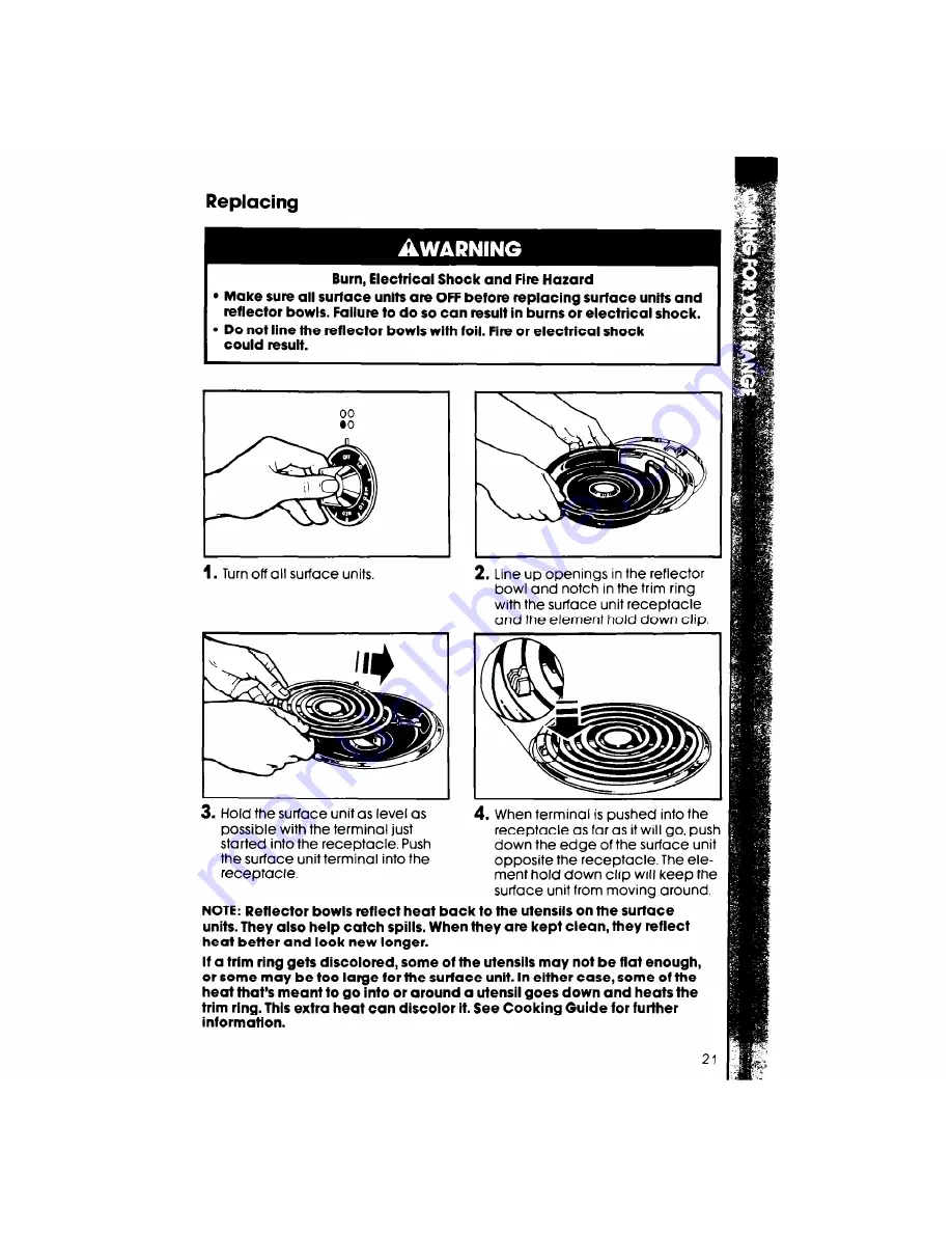 Whirlpool RF385PCW Use & Care Manual Download Page 21