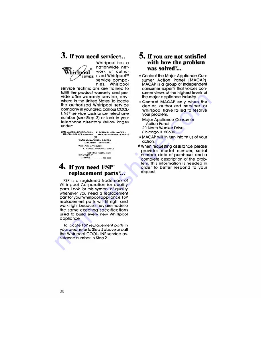 Whirlpool RF385PCW Use & Care Manual Download Page 30