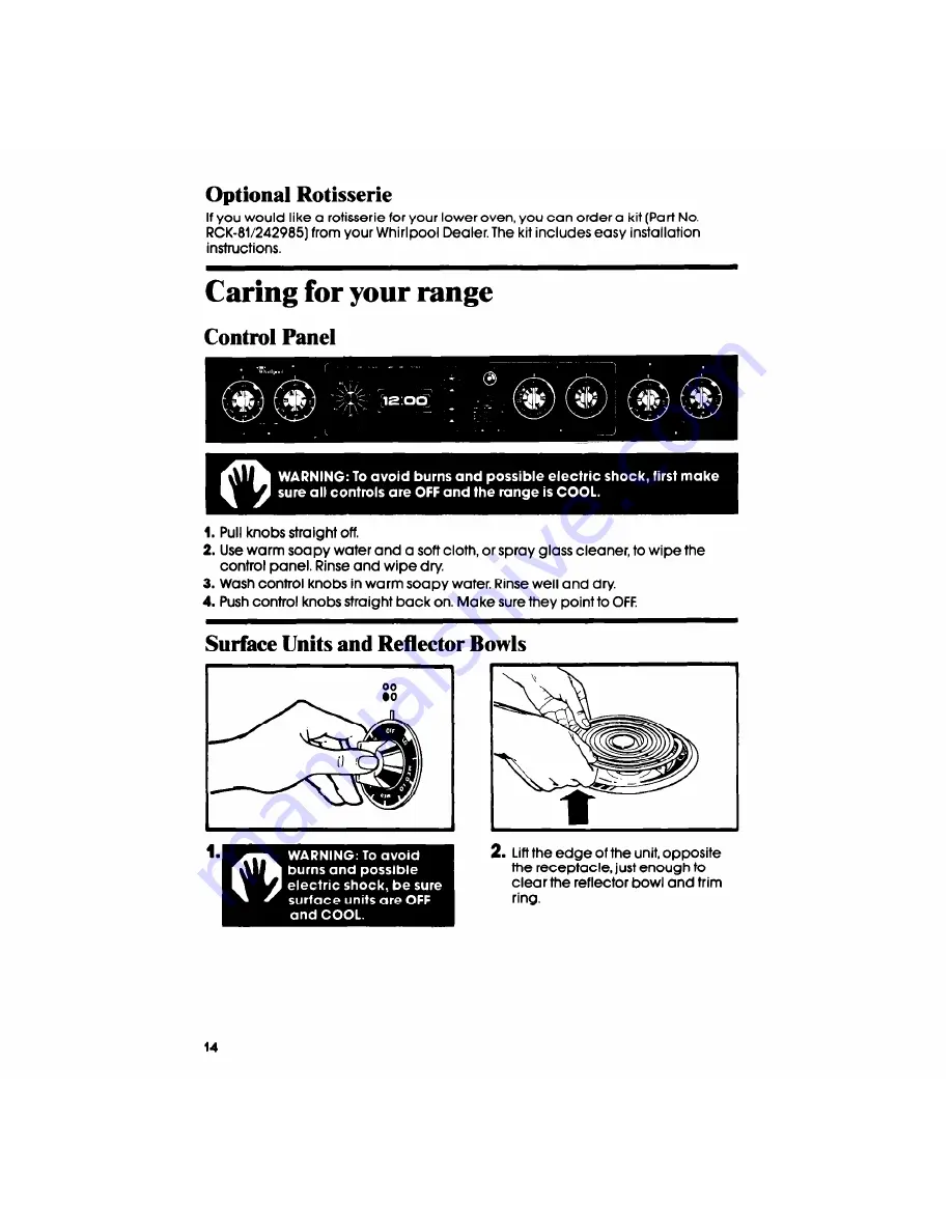 Whirlpool RF385PXP User And Care Manual Download Page 14