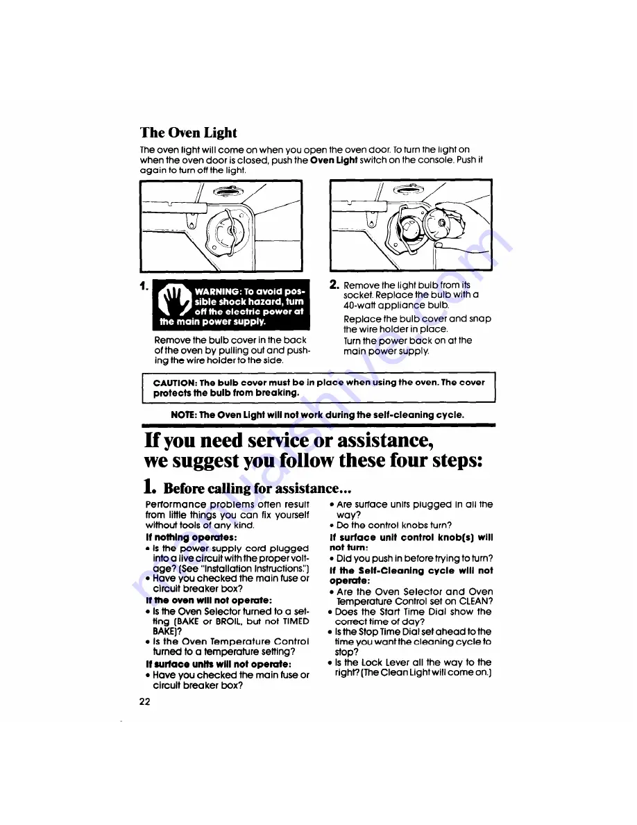 Whirlpool RF385PXP User And Care Manual Download Page 22