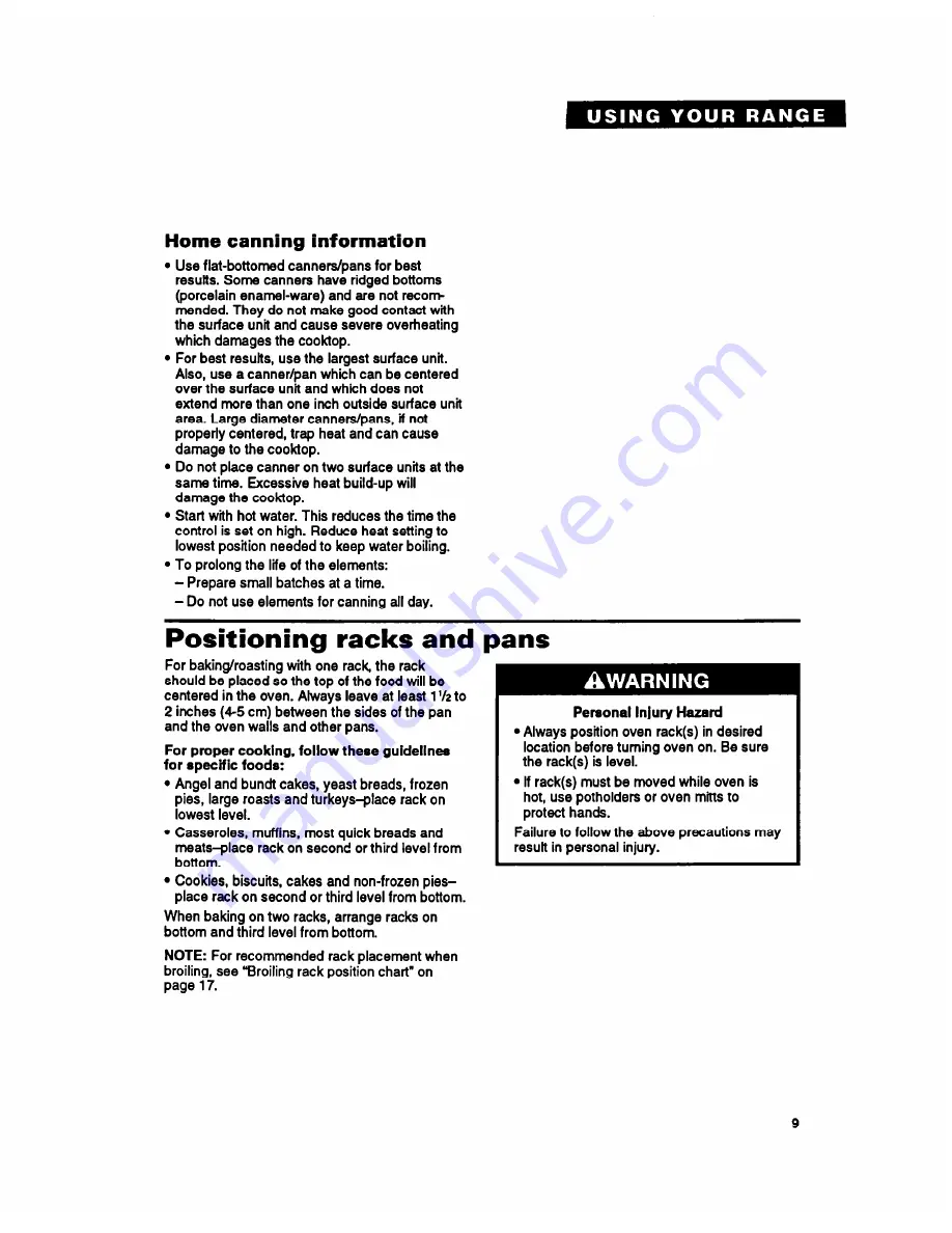 Whirlpool RF396PCY Use And Care Manual Download Page 9