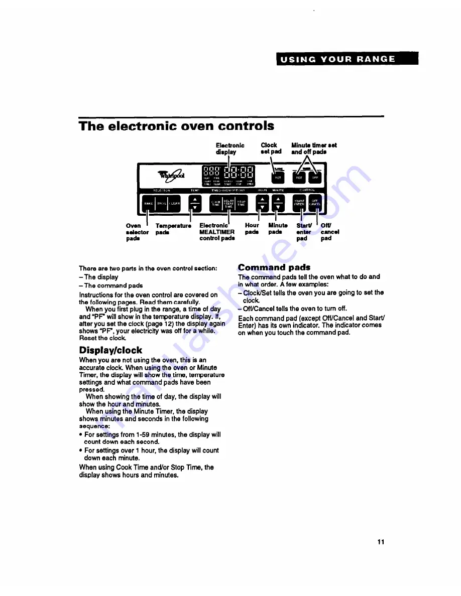 Whirlpool RF396PCY Use And Care Manual Download Page 11