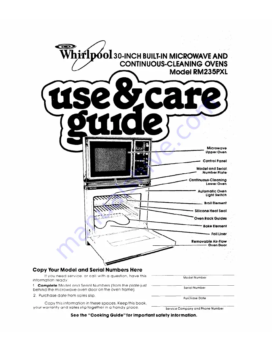 Whirlpool RM235PXL Скачать руководство пользователя страница 1