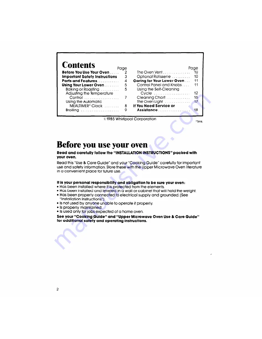 Whirlpool RM278BXP Use & Care Manual Download Page 2