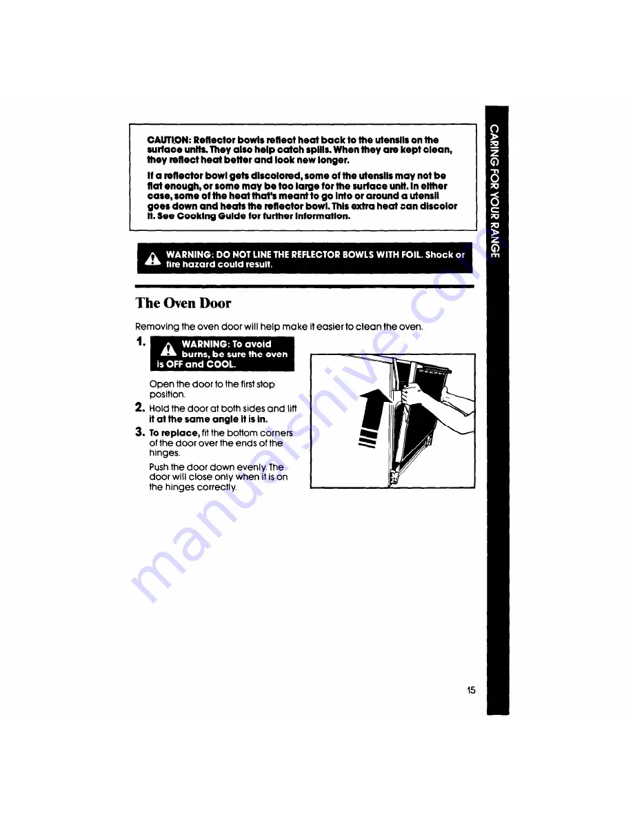 Whirlpool RS6100XV Use & Care Manual Download Page 15