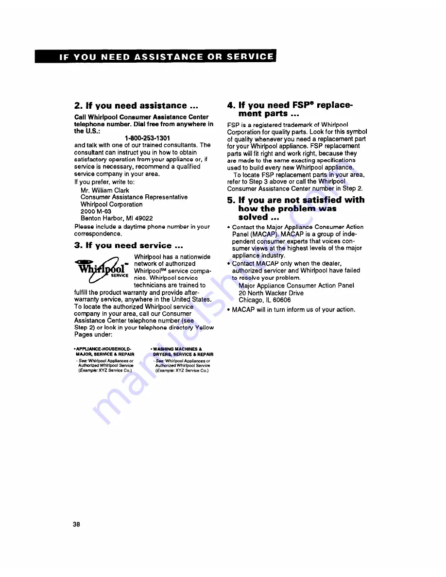 Whirlpool RS6755XY Use & Care Manual Download Page 38