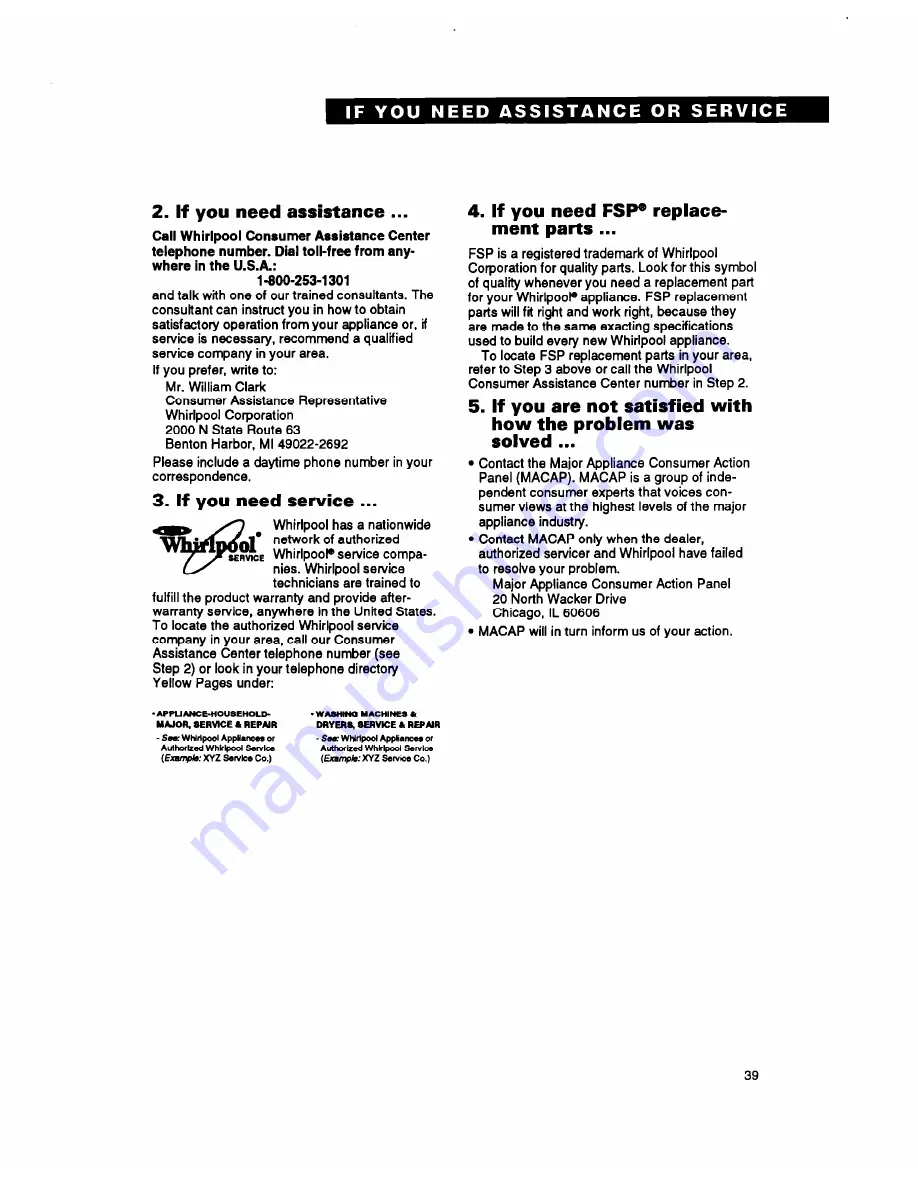 Whirlpool RS696PXB Use & Care Manual Download Page 39