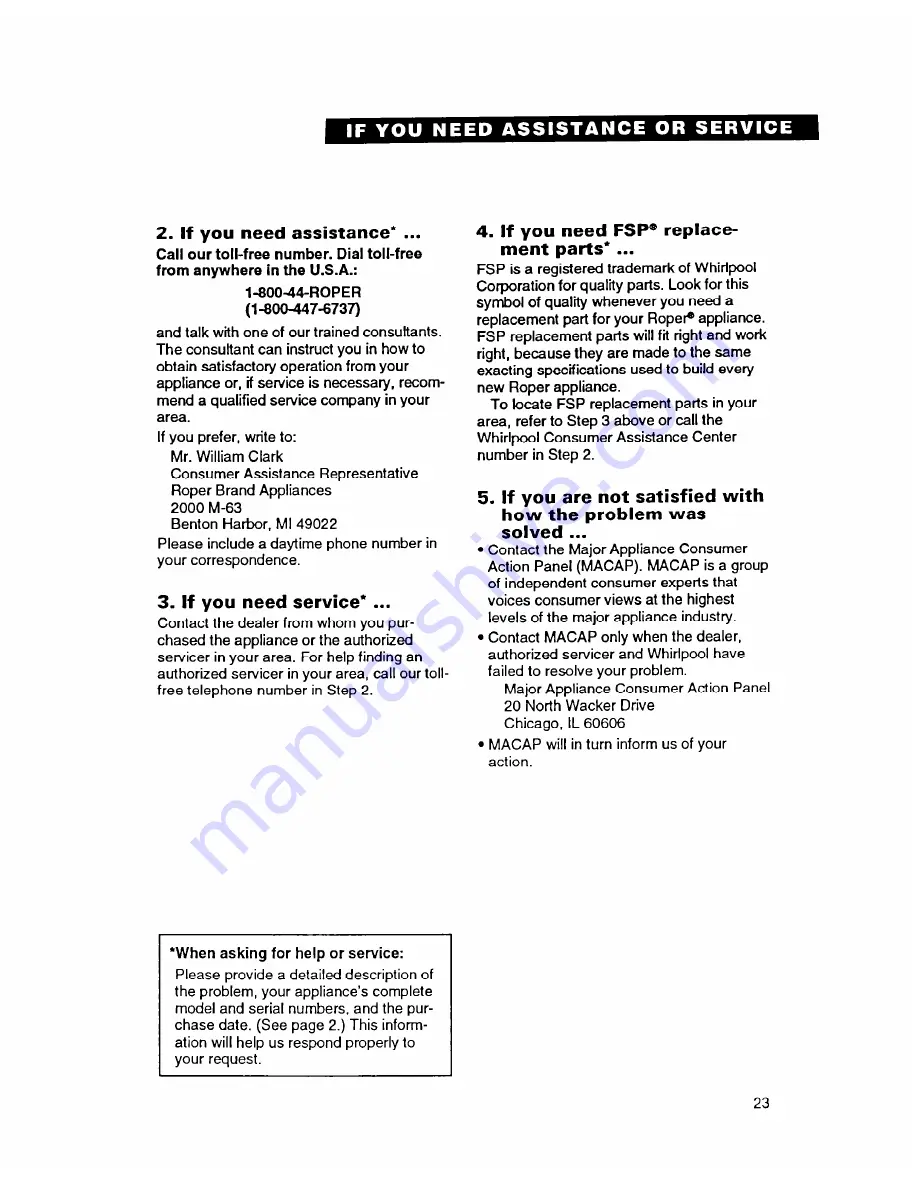 Whirlpool RT17DK Using Manual Download Page 23