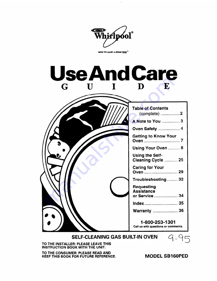 Whirlpool SB160PED Скачать руководство пользователя страница 1