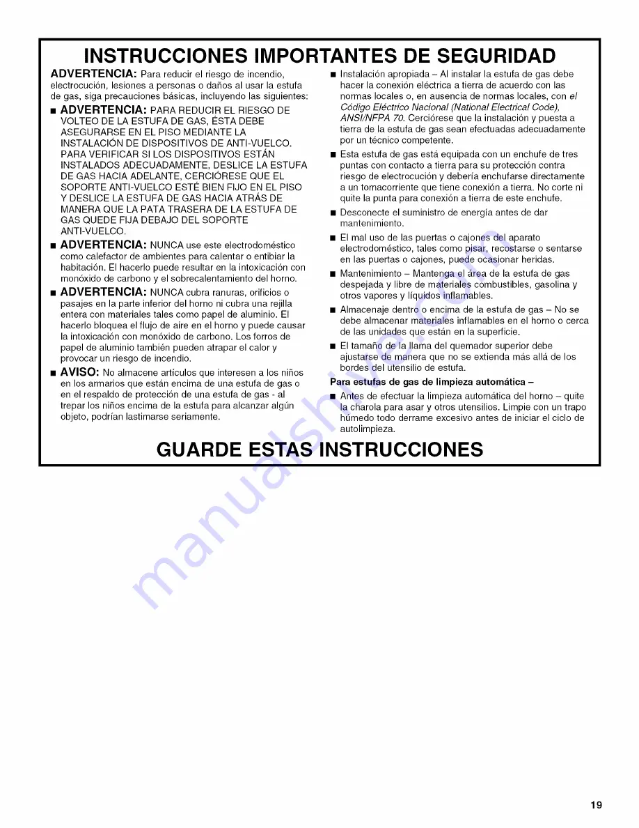 Whirlpool SF216LXSM2 Use & Care Manual Download Page 19