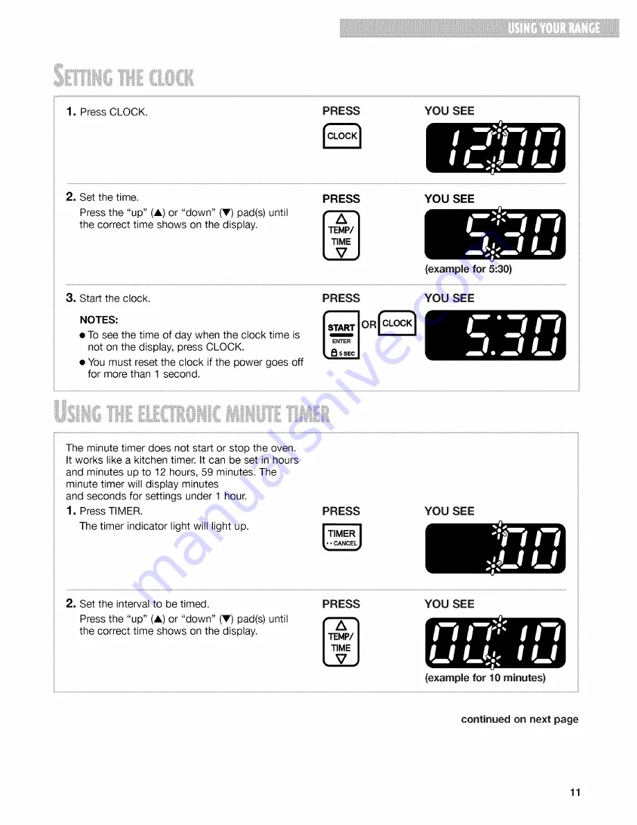 Whirlpool SF315PEG Скачать руководство пользователя страница 11