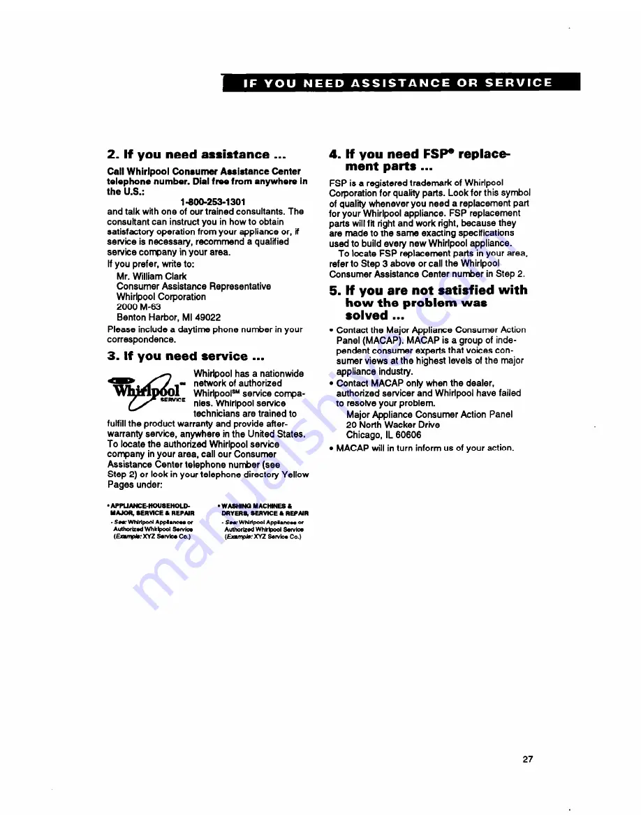 Whirlpool SF317PCY Use And Care Manual Download Page 27