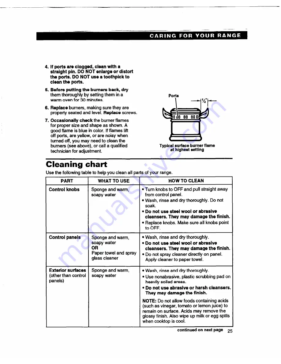 Whirlpool SF365BEY Use And Care Manual Download Page 25