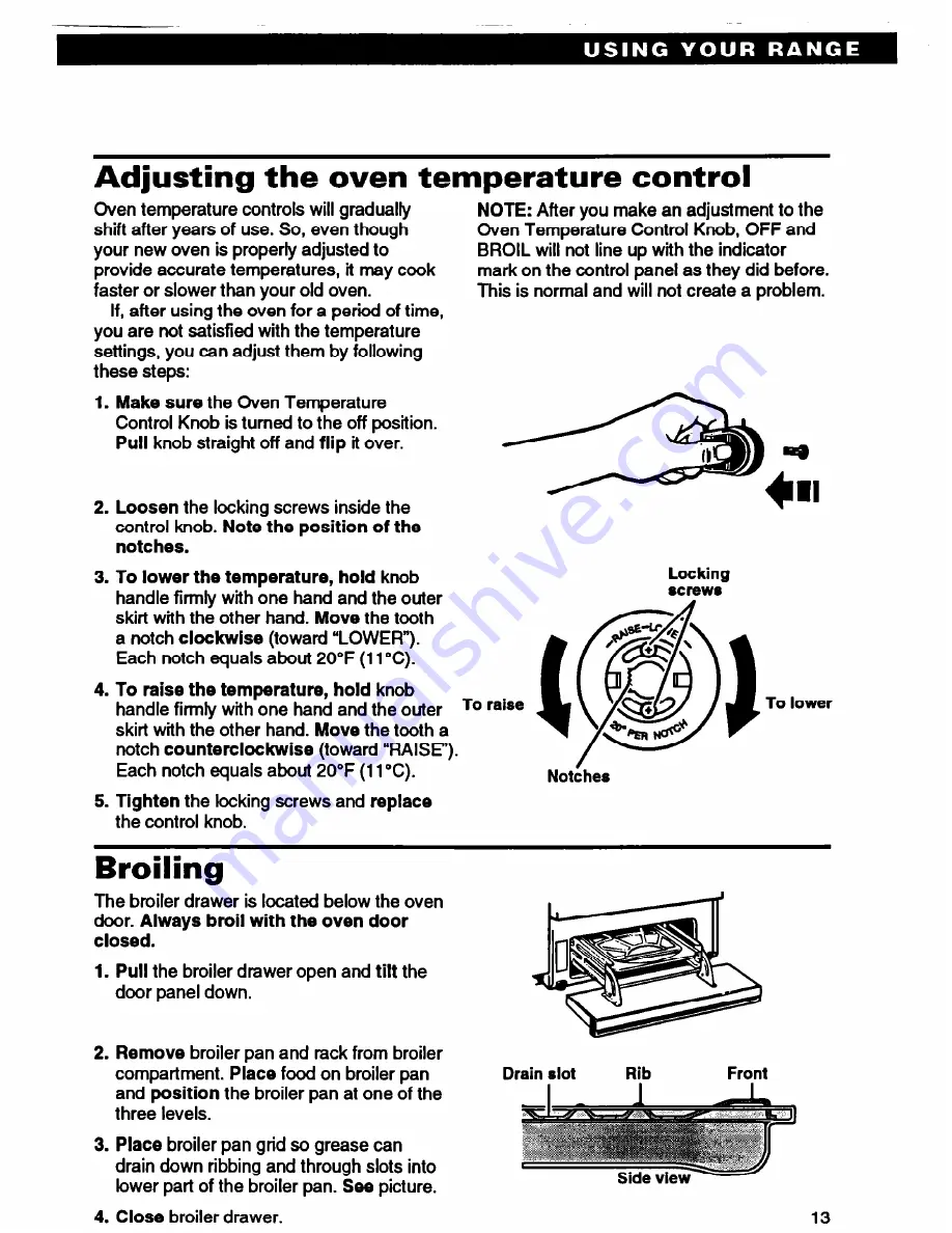 Whirlpool SS310PEB Use And Care Manual Download Page 13