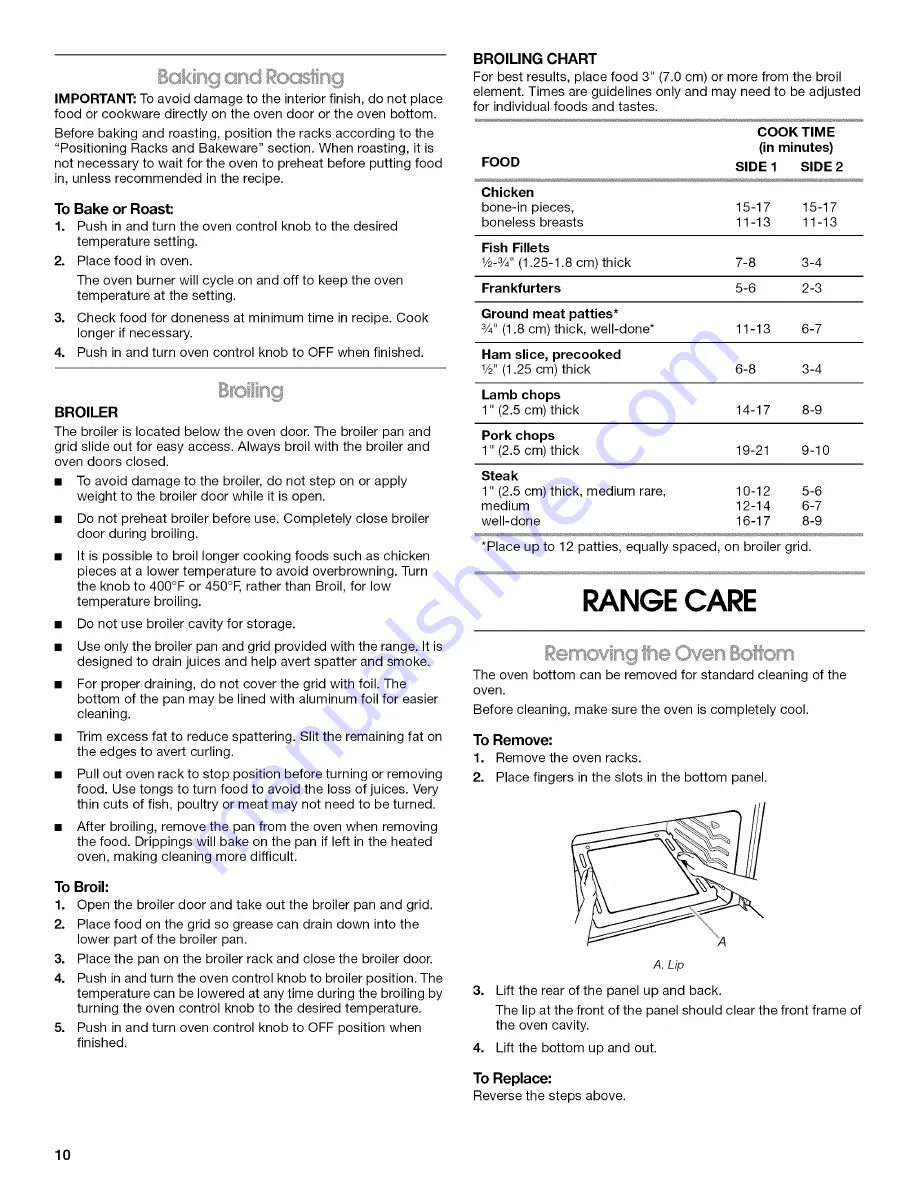 Whirlpool STANDARD CLEANING W10330186A Use & Care Manual Download Page 10