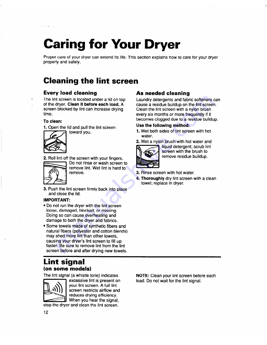 Whirlpool TEDL640DQ0 Use And Care Manual Download Page 12