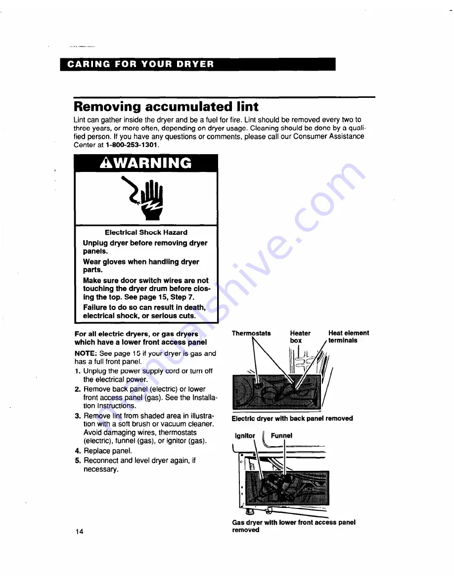 Whirlpool TEDL640DQ0 Use And Care Manual Download Page 14