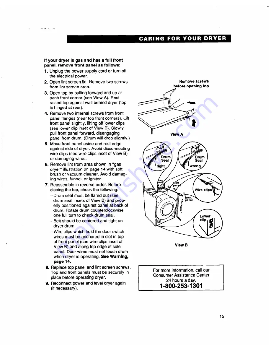 Whirlpool TEDL640DQ0 Use And Care Manual Download Page 15