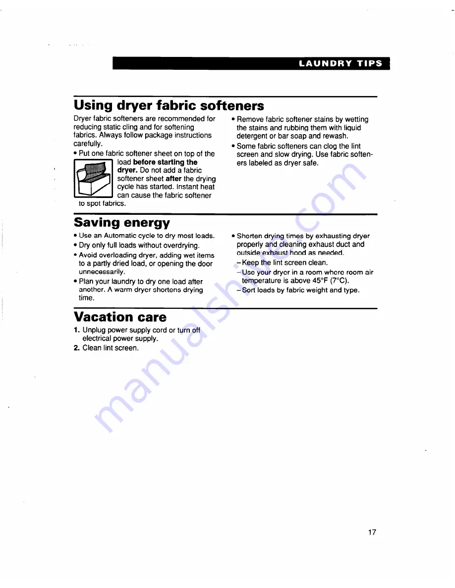 Whirlpool TEDL640DQ0 Use And Care Manual Download Page 17