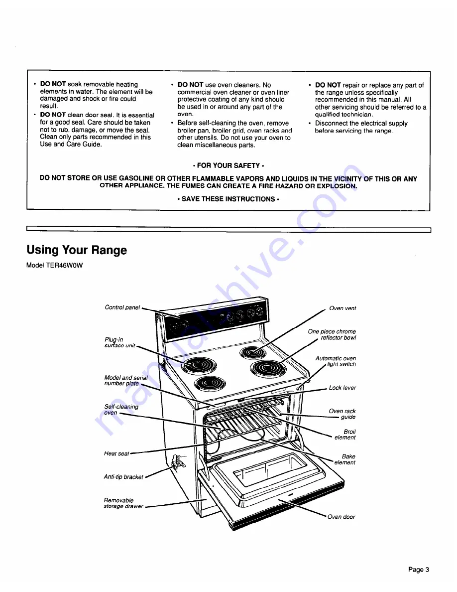 Whirlpool TER46WOW Use & Care Manual Download Page 3