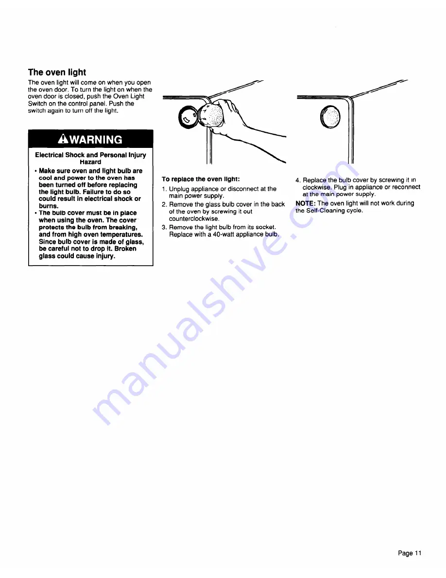 Whirlpool TER46WOW Use & Care Manual Download Page 11