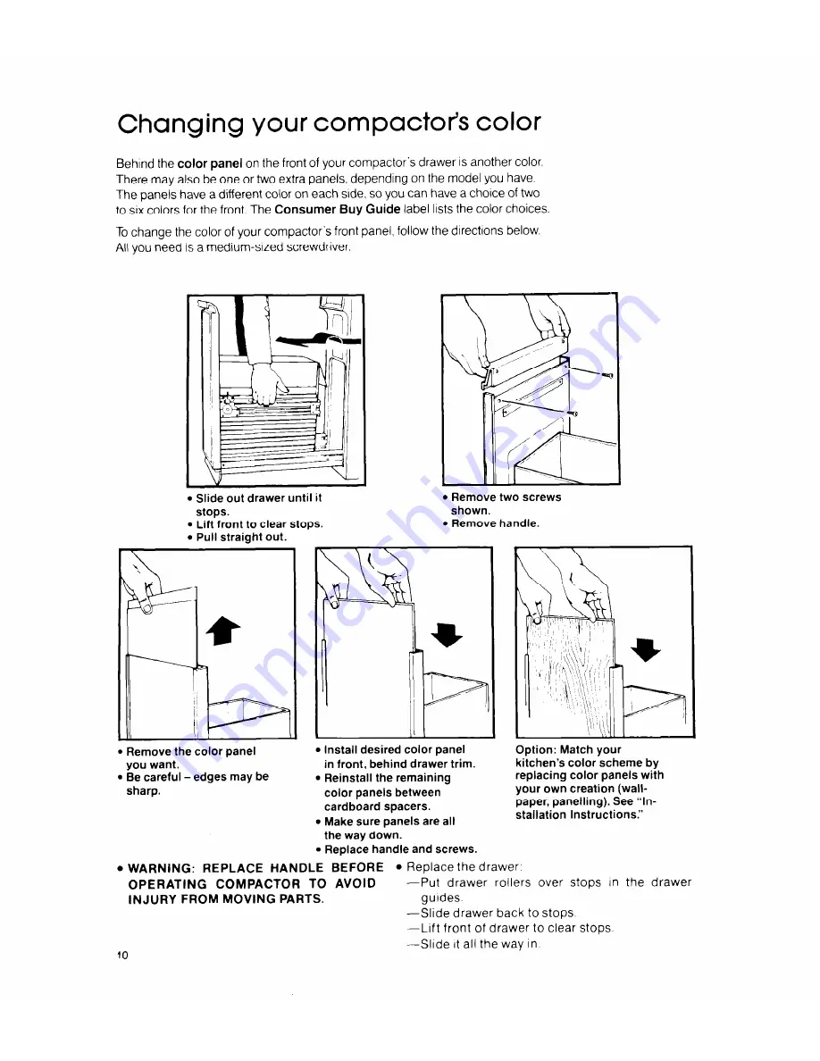 Whirlpool TF 4500 Senes Use & Care Manual Download Page 10