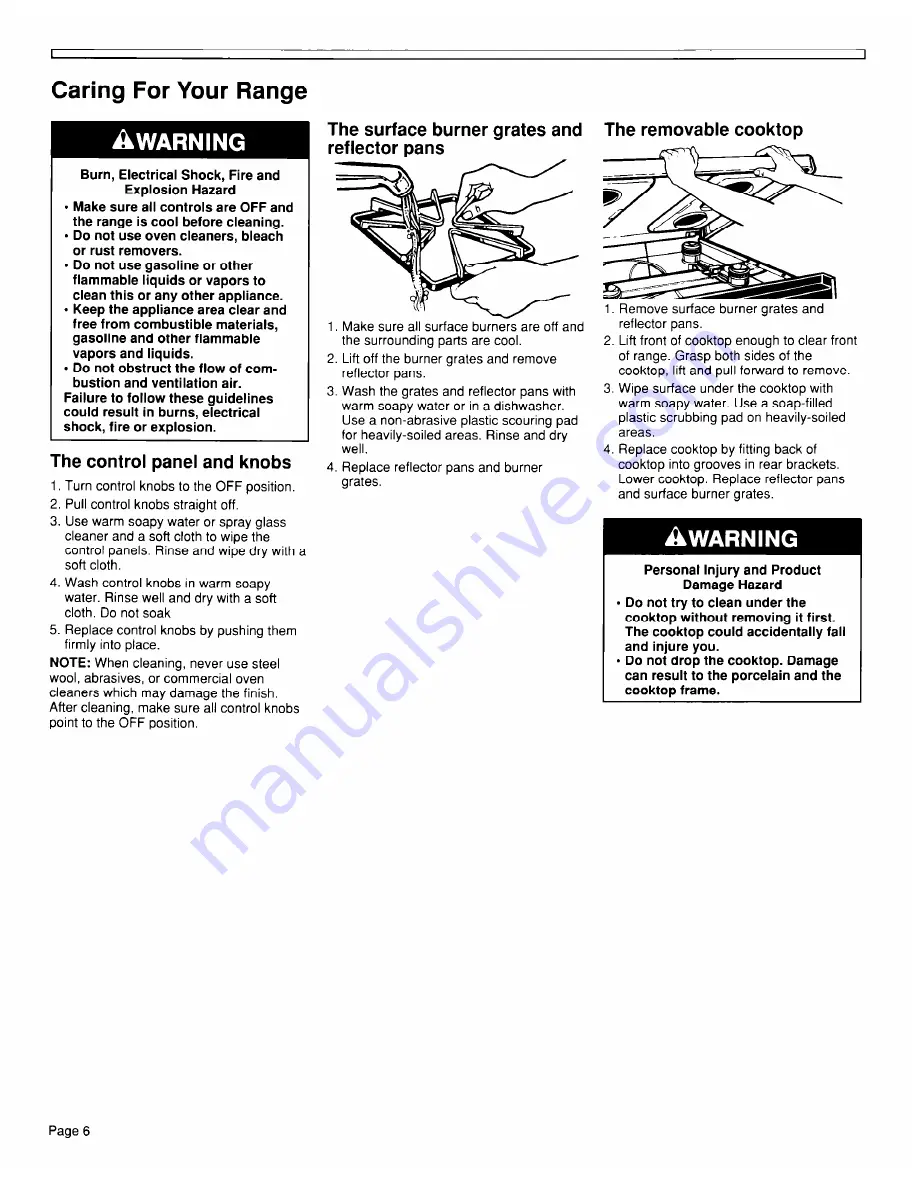 Whirlpool TGR51WOW Use & Care Manual Download Page 6